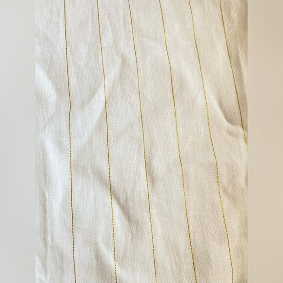 Coastal Chic Rachel Zoe Mid-Length Skirt White Gold Striped Linen - Picture 7 of 13